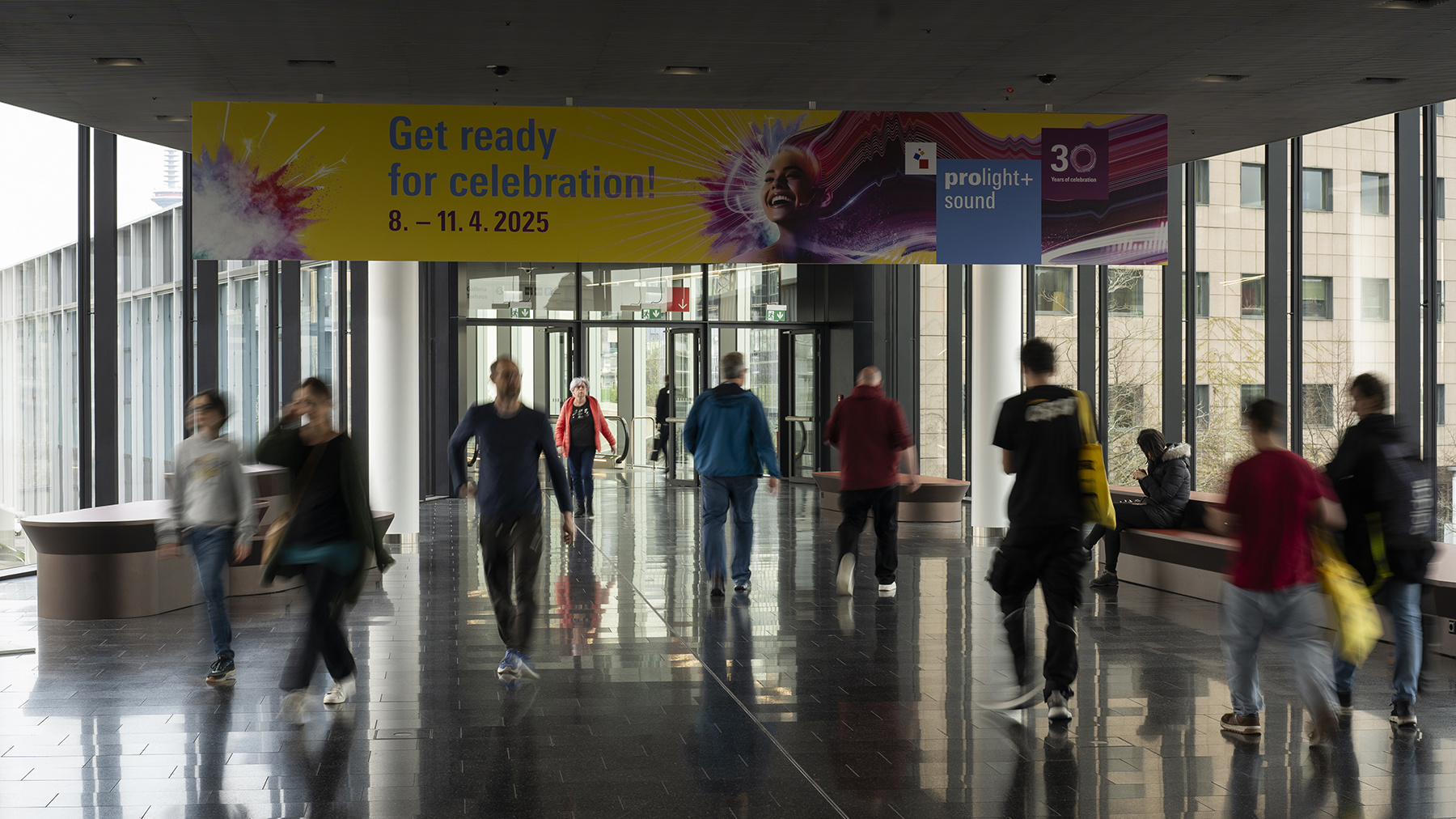 Fair visitors in a hall